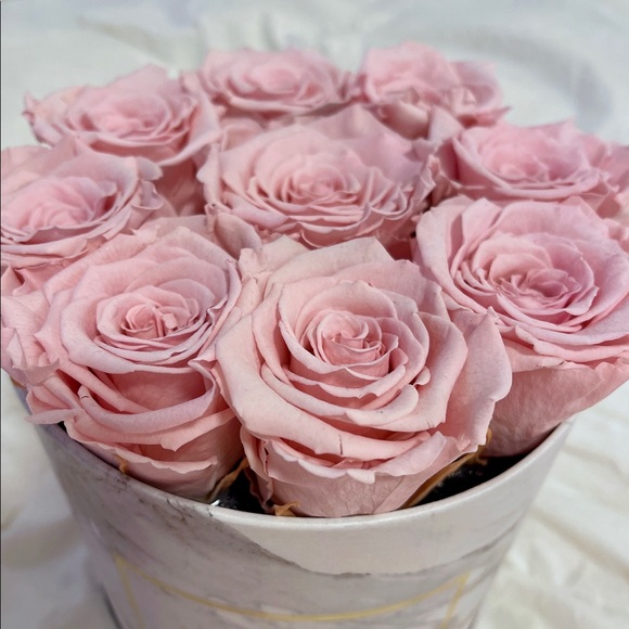 Preserved Pink Roses in Grey Hatbox - Picture 5 of 7